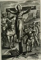 An illustration from Sacrvm sanctvarivm crvcis et patientiae crvcifixorvm et crvciferorvm, emblematicis imaginibvs laborantivm et aegrotantivm ornatvm: artifices gloriosi novae artis bene vivendi et moriendi (1634)