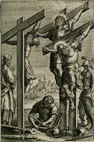 Picture 54 of 74 from Sacrvm sanctvarivm crvcis et patientiae crvcifixorvm et crvciferorvm, emblematicis imaginibvs laborantivm et aegrotantivm ornatvm: artifices gloriosi novae artis bene vivendi et moriendi (1634), leaf 282