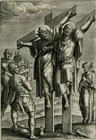An illustration from Sacrvm sanctvarivm crvcis et patientiae crvcifixorvm et crvciferorvm, emblematicis imaginibvs laborantivm et aegrotantivm ornatvm: artifices gloriosi novae artis bene vivendi et moriendi (1634)