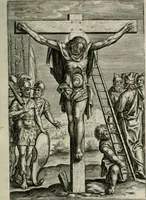 An illustration from Sacrvm sanctvarivm crvcis et patientiae crvcifixorvm et crvciferorvm, emblematicis imaginibvs laborantivm et aegrotantivm ornatvm: artifices gloriosi novae artis bene vivendi et moriendi (1634)