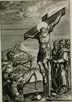 Picture 14 of 74 from Sacrvm sanctvarivm crvcis et patientiae crvcifixorvm et crvciferorvm, emblematicis imaginibvs laborantivm et aegrotantivm ornatvm: artifices gloriosi novae artis bene vivendi et moriendi (1634), leaf 74