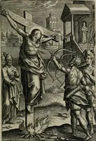 Picture 25 of 30 from Sacrvm sanctvarivm crvcis et patientiae crvcifixorvm et crvciferorvm, emblematicis imaginibvs laborantivm et aegrotantivm ornatvm: artifices gloriosi novae artis bene vivendi et moriendi (1634), leaf 114