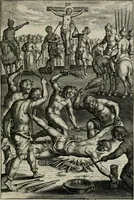 An illustration from Sacrvm sanctvarivm crvcis et patientiae crvcifixorvm et crvciferorvm, emblematicis imaginibvs laborantivm et aegrotantivm ornatvm: artifices gloriosi novae artis bene vivendi et moriendi (1634)