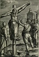 Picture 11 of 30 from Sacrvm sanctvarivm crvcis et patientiae crvcifixorvm et crvciferorvm, emblematicis imaginibvs laborantivm et aegrotantivm ornatvm: artifices gloriosi novae artis bene vivendi et moriendi (1634), leaf 42