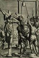 An illustration from Sacrvm sanctvarivm crvcis et patientiae crvcifixorvm et crvciferorvm, emblematicis imaginibvs laborantivm et aegrotantivm ornatvm: artifices gloriosi novae artis bene vivendi et moriendi (1634)