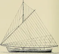 An illustration from The sailing boat, a treatise on sailing boats and small yachts, their varieties of type, sails, rig, etc. With practical directions for sailing and management; also, the one-design and restricted classes, fishing and shooting boats, sailing chariots and ice yachts, foreign and colonial boats, canoes, etc., etc (1901)