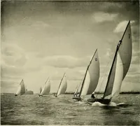 An illustration from The sailing boat, a treatise on sailing boats and small yachts, their varieties of type, sails, rig, etc. With practical directions for sailing and management; also, the one-design and restricted classes, fishing and shooting boats, sailing chariots and ice yachts, foreign and colonial boats, canoes, etc., etc (1901)