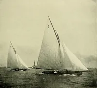 An illustration from The sailing boat, a treatise on sailing boats and small yachts, their varieties of type, sails, rig, etc. With practical directions for sailing and management; also, the one-design and restricted classes, fishing and shooting boats, sailing chariots and ice yachts, foreign and colonial boats, canoes, etc., etc (1901)