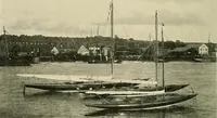 An illustration from The sailing boat, a treatise on sailing boats and small yachts, their varieties of type, sails, rig, etc. With practical directions for sailing and management; also, the one-design and restricted classes, fishing and shooting boats, sailing chariots and ice yachts, foreign and colonial boats, canoes, etc., etc (1901)