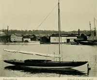 An illustration from The sailing boat, a treatise on sailing boats and small yachts, their varieties of type, sails, rig, etc. With practical directions for sailing and management; also, the one-design and restricted classes, fishing and shooting boats, sailing chariots and ice yachts, foreign and colonial boats, canoes, etc., etc (1901)
