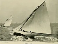 An illustration from The sailing boat, a treatise on sailing boats and small yachts, their varieties of type, sails, rig, etc. With practical directions for sailing and management; also, the one-design and restricted classes, fishing and shooting boats, sailing chariots and ice yachts, foreign and colonial boats, canoes, etc., etc (1901)