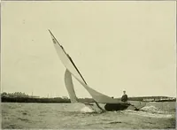 An illustration from The sailing boat, a treatise on sailing boats and small yachts, their varieties of type, sails, rig, etc. With practical directions for sailing and management; also, the one-design and restricted classes, fishing and shooting boats, sailing chariots and ice yachts, foreign and colonial boats, canoes, etc., etc (1901)
