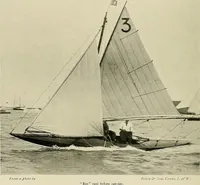 An illustration from The sailing boat, a treatise on sailing boats and small yachts, their varieties of type, sails, rig, etc. With practical directions for sailing and management; also, the one-design and restricted classes, fishing and shooting boats, sailing chariots and ice yachts, foreign and colonial boats, canoes, etc., etc (1901)