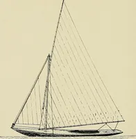 An illustration from The sailing boat, a treatise on sailing boats and small yachts, their varieties of type, sails, rig, etc. With practical directions for sailing and management; also, the one-design and restricted classes, fishing and shooting boats, sailing chariots and ice yachts, foreign and colonial boats, canoes, etc., etc (1901)