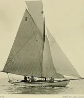 An illustration from The sailing boat, a treatise on sailing boats and small yachts, their varieties of type, sails, rig, etc. With practical directions for sailing and management; also, the one-design and restricted classes, fishing and shooting boats, sailing chariots and ice yachts, foreign and colonial boats, canoes, etc., etc (1901)