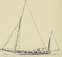 An illustration from The sailing boat, a treatise on sailing boats and small yachts, their varieties of type, sails, rig, etc. With practical directions for sailing and management; also, the one-design and restricted classes, fishing and shooting boats, sailing chariots and ice yachts, foreign and colonial boats, canoes, etc., etc (1901)