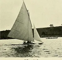 An illustration from The sailing boat, a treatise on sailing boats and small yachts, their varieties of type, sails, rig, etc. With practical directions for sailing and management; also, the one-design and restricted classes, fishing and shooting boats, sailing chariots and ice yachts, foreign and colonial boats, canoes, etc., etc (1901)