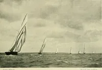 An illustration from The sailing boat, a treatise on sailing boats and small yachts, their varieties of type, sails, rig, etc. With practical directions for sailing and management; also, the one-design and restricted classes, fishing and shooting boats, sailing chariots and ice yachts, foreign and colonial boats, canoes, etc., etc (1901)