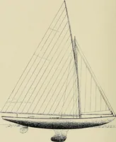 An illustration from The sailing boat, a treatise on sailing boats and small yachts, their varieties of type, sails, rig, etc. With practical directions for sailing and management; also, the one-design and restricted classes, fishing and shooting boats, sailing chariots and ice yachts, foreign and colonial boats, canoes, etc., etc (1901)