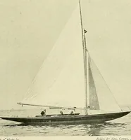 An illustration from The sailing boat, a treatise on sailing boats and small yachts, their varieties of type, sails, rig, etc. With practical directions for sailing and management; also, the one-design and restricted classes, fishing and shooting boats, sailing chariots and ice yachts, foreign and colonial boats, canoes, etc., etc (1901)