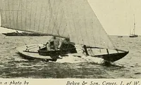 An illustration from The sailing boat, a treatise on sailing boats and small yachts, their varieties of type, sails, rig, etc. With practical directions for sailing and management; also, the one-design and restricted classes, fishing and shooting boats, sailing chariots and ice yachts, foreign and colonial boats, canoes, etc., etc (1901)