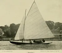 An illustration from The sailing boat, a treatise on sailing boats and small yachts, their varieties of type, sails, rig, etc. With practical directions for sailing and management; also, the one-design and restricted classes, fishing and shooting boats, sailing chariots and ice yachts, foreign and colonial boats, canoes, etc., etc (1901)