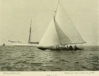 An illustration from The sailing boat, a treatise on sailing boats and small yachts, their varieties of type, sails, rig, etc. With practical directions for sailing and management; also, the one-design and restricted classes, fishing and shooting boats, sailing chariots and ice yachts, foreign and colonial boats, canoes, etc., etc (1901)