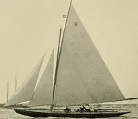 An illustration from The sailing boat, a treatise on sailing boats and small yachts, their varieties of type, sails, rig, etc. With practical directions for sailing and management; also, the one-design and restricted classes, fishing and shooting boats, sailing chariots and ice yachts, foreign and colonial boats, canoes, etc., etc (1901)