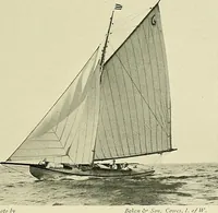 An illustration from The sailing boat, a treatise on sailing boats and small yachts, their varieties of type, sails, rig, etc. With practical directions for sailing and management; also, the one-design and restricted classes, fishing and shooting boats, sailing chariots and ice yachts, foreign and colonial boats, canoes, etc., etc (1901)