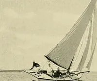 An illustration from The sailing boat, a treatise on sailing boats and small yachts, their varieties of type, sails, rig, etc. With practical directions for sailing and management; also, the one-design and restricted classes, fishing and shooting boats, sailing chariots and ice yachts, foreign and colonial boats, canoes, etc., etc (1901)