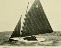 An illustration from The sailing boat, a treatise on sailing boats and small yachts, their varieties of type, sails, rig, etc. With practical directions for sailing and management; also, the one-design and restricted classes, fishing and shooting boats, sailing chariots and ice yachts, foreign and colonial boats, canoes, etc., etc (1901)