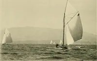 An illustration from The sailing boat, a treatise on sailing boats and small yachts, their varieties of type, sails, rig, etc. With practical directions for sailing and management; also, the one-design and restricted classes, fishing and shooting boats, sailing chariots and ice yachts, foreign and colonial boats, canoes, etc., etc (1901)