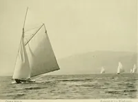 An illustration from The sailing boat, a treatise on sailing boats and small yachts, their varieties of type, sails, rig, etc. With practical directions for sailing and management; also, the one-design and restricted classes, fishing and shooting boats, sailing chariots and ice yachts, foreign and colonial boats, canoes, etc., etc (1901)
