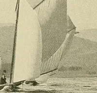 An illustration from The sailing boat, a treatise on sailing boats and small yachts, their varieties of type, sails, rig, etc. With practical directions for sailing and management; also, the one-design and restricted classes, fishing and shooting boats, sailing chariots and ice yachts, foreign and colonial boats, canoes, etc., etc (1901)