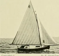 An illustration from The sailing boat, a treatise on sailing boats and small yachts, their varieties of type, sails, rig, etc. With practical directions for sailing and management; also, the one-design and restricted classes, fishing and shooting boats, sailing chariots and ice yachts, foreign and colonial boats, canoes, etc., etc (1901)