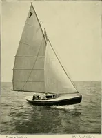 An illustration from The sailing boat, a treatise on sailing boats and small yachts, their varieties of type, sails, rig, etc. With practical directions for sailing and management; also, the one-design and restricted classes, fishing and shooting boats, sailing chariots and ice yachts, foreign and colonial boats, canoes, etc., etc (1901)