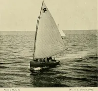 An illustration from The sailing boat, a treatise on sailing boats and small yachts, their varieties of type, sails, rig, etc. With practical directions for sailing and management; also, the one-design and restricted classes, fishing and shooting boats, sailing chariots and ice yachts, foreign and colonial boats, canoes, etc., etc (1901)