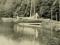 An illustration from The sailing boat, a treatise on sailing boats and small yachts, their varieties of type, sails, rig, etc. With practical directions for sailing and management; also, the one-design and restricted classes, fishing and shooting boats, sailing chariots and ice yachts, foreign and colonial boats, canoes, etc., etc (1901)