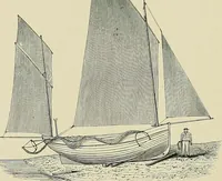 An illustration from The sailing boat, a treatise on sailing boats and small yachts, their varieties of type, sails, rig, etc. With practical directions for sailing and management; also, the one-design and restricted classes, fishing and shooting boats, sailing chariots and ice yachts, foreign and colonial boats, canoes, etc., etc (1901)