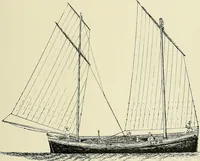 An illustration from The sailing boat, a treatise on sailing boats and small yachts, their varieties of type, sails, rig, etc. With practical directions for sailing and management; also, the one-design and restricted classes, fishing and shooting boats, sailing chariots and ice yachts, foreign and colonial boats, canoes, etc., etc (1901)
