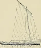 An illustration from The sailing boat, a treatise on sailing boats and small yachts, their varieties of type, sails, rig, etc. With practical directions for sailing and management; also, the one-design and restricted classes, fishing and shooting boats, sailing chariots and ice yachts, foreign and colonial boats, canoes, etc., etc (1901)
