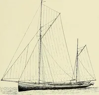 An illustration from The sailing boat, a treatise on sailing boats and small yachts, their varieties of type, sails, rig, etc. With practical directions for sailing and management; also, the one-design and restricted classes, fishing and shooting boats, sailing chariots and ice yachts, foreign and colonial boats, canoes, etc., etc (1901)