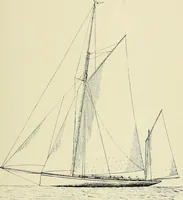 An illustration from The sailing boat, a treatise on sailing boats and small yachts, their varieties of type, sails, rig, etc. With practical directions for sailing and management; also, the one-design and restricted classes, fishing and shooting boats, sailing chariots and ice yachts, foreign and colonial boats, canoes, etc., etc (1901)