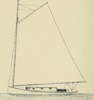 An illustration from The sailing boat, a treatise on sailing boats and small yachts, their varieties of type, sails, rig, etc. With practical directions for sailing and management; also, the one-design and restricted classes, fishing and shooting boats, sailing chariots and ice yachts, foreign and colonial boats, canoes, etc., etc (1901)