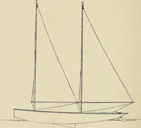 An illustration from The sailing boat, a treatise on sailing boats and small yachts, their varieties of type, sails, rig, etc. With practical directions for sailing and management; also, the one-design and restricted classes, fishing and shooting boats, sailing chariots and ice yachts, foreign and colonial boats, canoes, etc., etc (1901)