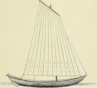 An illustration from The sailing boat, a treatise on sailing boats and small yachts, their varieties of type, sails, rig, etc. With practical directions for sailing and management; also, the one-design and restricted classes, fishing and shooting boats, sailing chariots and ice yachts, foreign and colonial boats, canoes, etc., etc (1901)