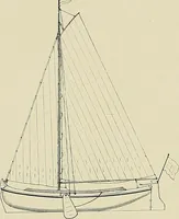 An illustration from The sailing boat, a treatise on sailing boats and small yachts, their varieties of type, sails, rig, etc. With practical directions for sailing and management; also, the one-design and restricted classes, fishing and shooting boats, sailing chariots and ice yachts, foreign and colonial boats, canoes, etc., etc (1901)