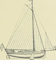 An illustration from The sailing boat, a treatise on sailing boats and small yachts, their varieties of type, sails, rig, etc. With practical directions for sailing and management; also, the one-design and restricted classes, fishing and shooting boats, sailing chariots and ice yachts, foreign and colonial boats, canoes, etc., etc (1901)