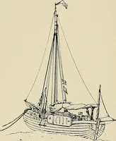An illustration from The sailing boat, a treatise on sailing boats and small yachts, their varieties of type, sails, rig, etc. With practical directions for sailing and management; also, the one-design and restricted classes, fishing and shooting boats, sailing chariots and ice yachts, foreign and colonial boats, canoes, etc., etc (1901)