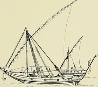 An illustration from The sailing boat, a treatise on sailing boats and small yachts, their varieties of type, sails, rig, etc. With practical directions for sailing and management; also, the one-design and restricted classes, fishing and shooting boats, sailing chariots and ice yachts, foreign and colonial boats, canoes, etc., etc (1901)